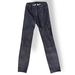 J.Crew Collection 100% Leather Leggings Black Pull-On Size 2